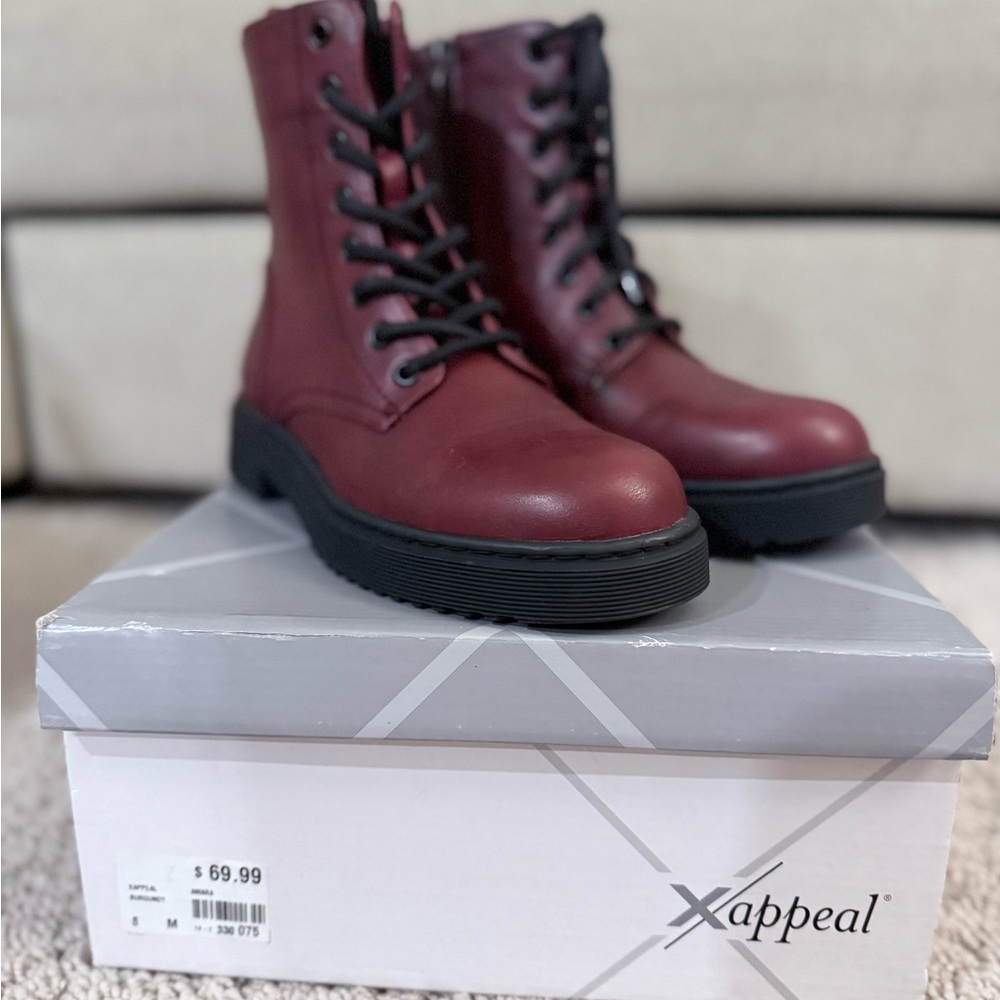 Xappeal Women's Red Combat Boots